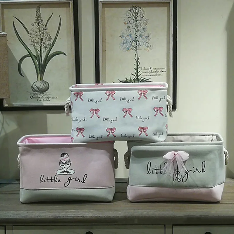 Хлопок белье для хранения дома инструменты балетная девушка лук печати 40*28*24 см многофункциональные игрушки Органайзер большой емкости портативный