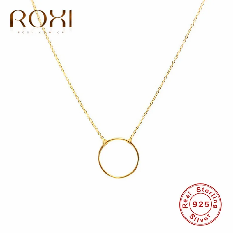 ROXI Simple 925 Sterling Silver Necklace Karma Round Circle Pendant Necklace for Women Fashion Clavicle Chain Statement Necklace - Image 2