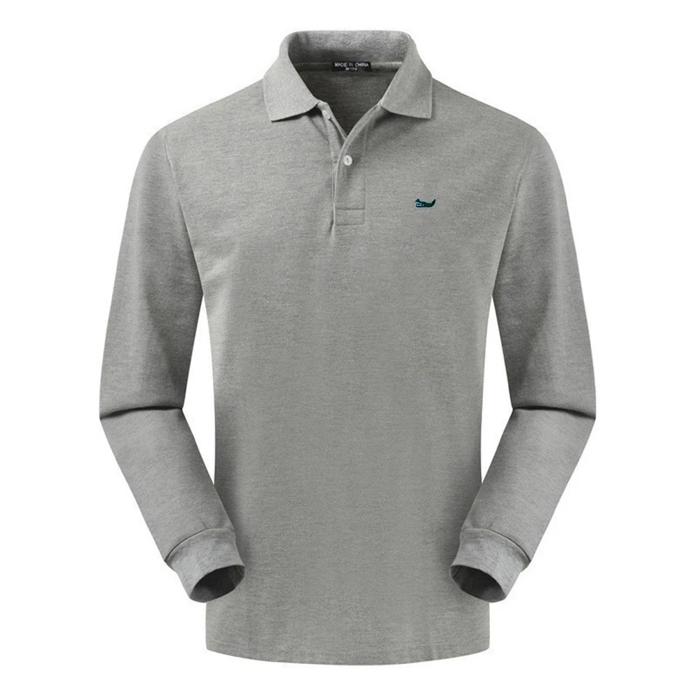 High Quality Spring Autumn 100% Cotton Embroidery Logo Casual Polo Shirts Men's Long Sleeve Polo Shirt 2021 New Arrival Tops Tee