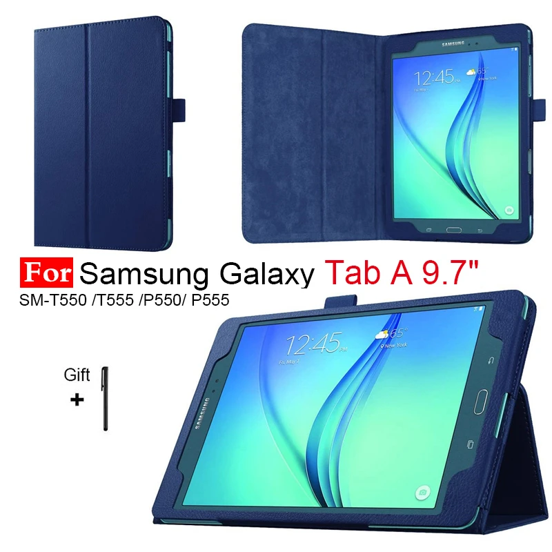 Funda para Samsung Galaxy Tab A 9,7 T550 T555, cubierta de cuero PU con soporte para Tab SM P550, SM P555 de 9,7 pulgadas|Fundas de tablets y libros electrónicos| -