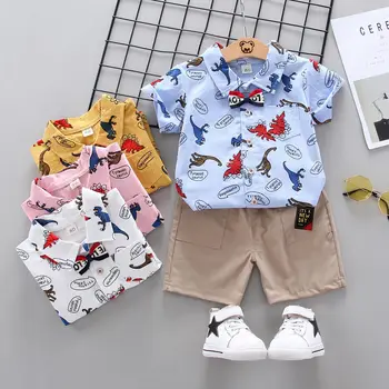 

Children Cotton Out Clothes Summer Baby Boy Cartoon Printed Dinosaur Shirt Shorts 2Pcs/sets Infant Kid Fashion Toddler Tracksuit
