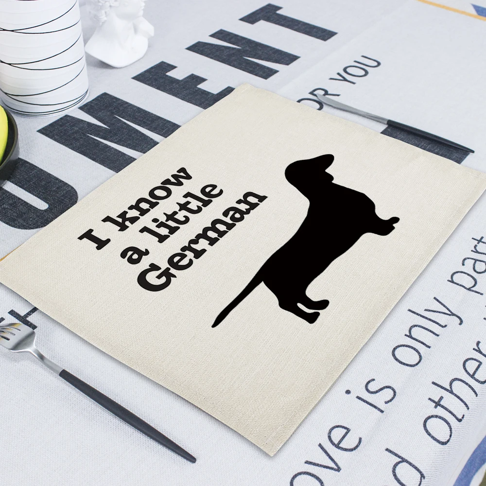 Animal Cute Dog Doily Letter Placemats for Kitchen Table Place Mats 42*32cm Kitchen Coaster Under Hot Table Mat Mat for Bowl - Цвет: CD28-11