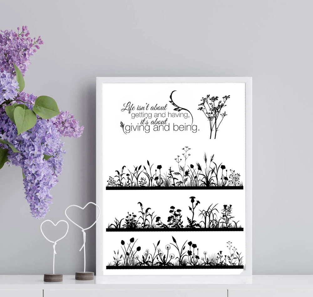 Clear Stamps AZSG Flower Bush Greetings Rubber Clear Stamps for DIY Scrapbooking Card Making Album Decorative Silicone Seal Craft