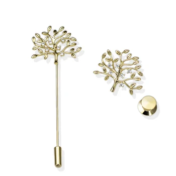 

OBN High Quality Copper Metal 5A Cubic Zircon Life tree Lapel Pin Men Suit Collar Brooch for Women Jewelry Accessories