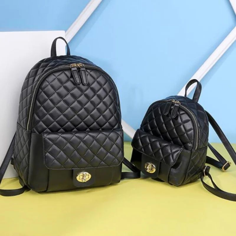 Модный черный мини-рюкзак из искусственной кожи, Женский клетчатый рюкзак для девочек-подростков, Женская Повседневная маленькая школьная сумка mochila