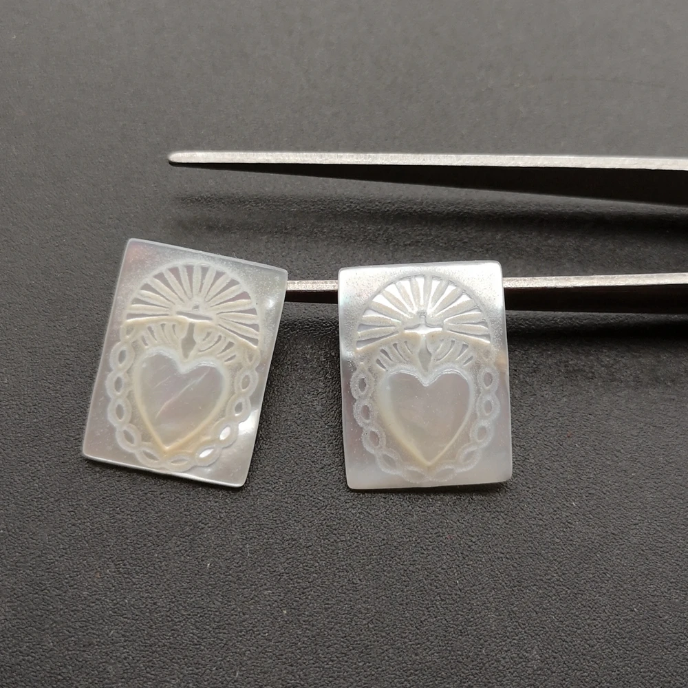 30pcs/lot 12x16mm Natural Rectangle Sacred Heart Mother of Pearl Shell for DIY Jewelry | Украшения и аксессуары
