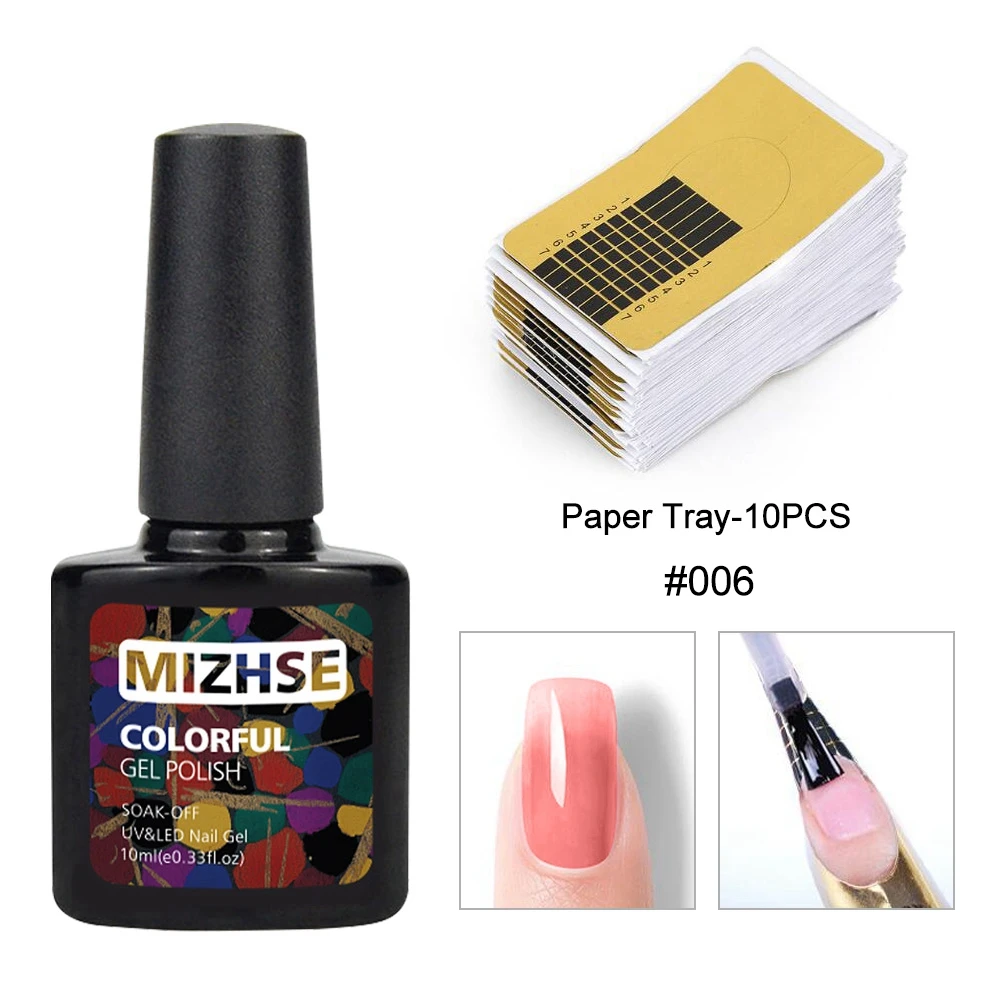 MIZHSE Thermal Poly UV Nail Gel Quick Extension Gel Varnish Clear Pink Jelly Polygel Crystal UV LED Building Gel Need Forms - Цвет: WNYCY006 10PCS Forms