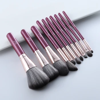 

FLD 10pcs Purple Makeup Brushes Set Eyebrow Blusher Eyeshadow Blending Highlight Concealer Foundation Powder Make Up Brush Tools