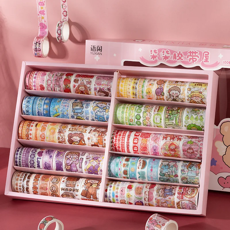 

100 Roll Hand Account Washi Tape Set DIY Decoration Tape Journal Washi Masking Tape Sticker Scrapbooking Kawaii Stationary