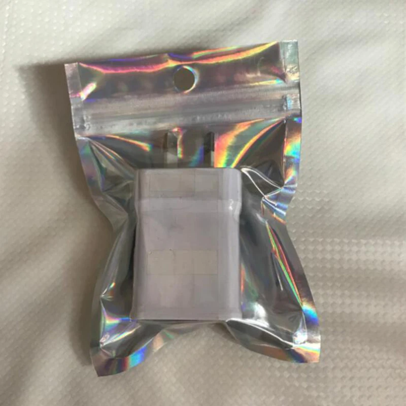 2000pcs Clear Plain Laser Plastic Aluminum Foil Zip Lock Package Bag with Hang Hole Party Crafts Storage for Phone Accessories