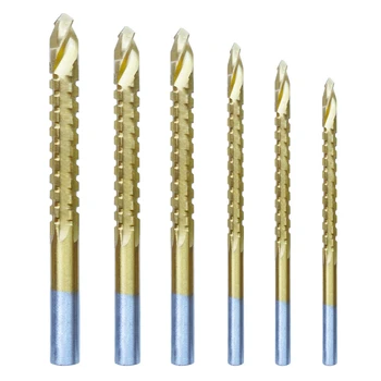 

6pcs 3-8mm Titanium Coated HSS Drill Bit Electric Drill Plastic Metal Hole Grooving Drill Saw Carpenter Woodworking Tools new