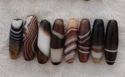 8psc/lot wholesale In bulk length40MM selected charm natural beautiful striped sardonyx rare Yellow and white beads patterns 7