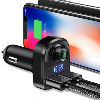 

Auto MP3 Speler Fm-zender Bluetooth Handsfree Car Kit Audio MP3 Speler Auto Lader Display Quick Charge Dual USB Auto lader
