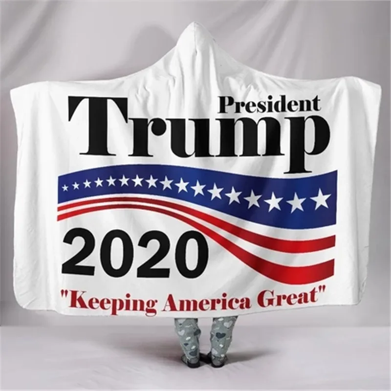 3D Trump, теплое одеяло с капюшоном, мягкое пушистое пончо для детей и взрослых, Манта для дивана, Флисовое одеяло Deken