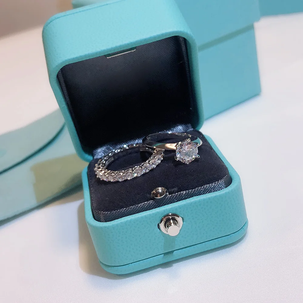 Бренд Promise кольцо набор Настоящее стерлингового серебра 925 5A Циркон Sona Cz обручальные Обручальные кольца для женщин украшения для пальцев
