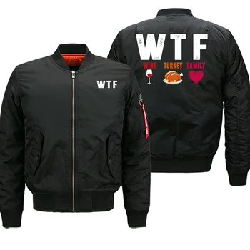 

WTF Wine Turkey Family Fashion Streetwear Jackets Men Hip Hop Motorcycle Military New Autumn Winter 2019 Hot Sale Warm Clothing