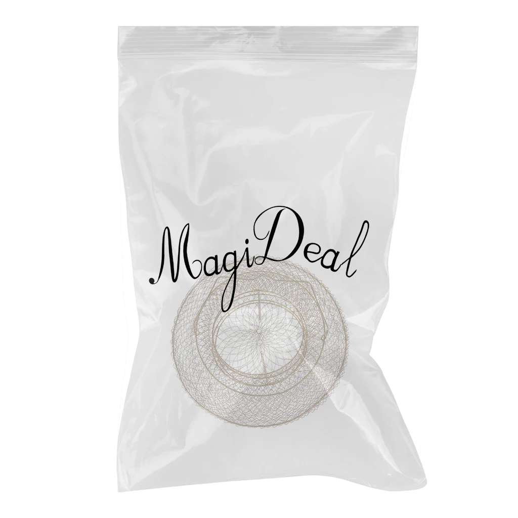 Steel Wire Fish Lobster Mesh Fishing Net Prawn Crab Cage Trap Collapsible Fish Keep Net