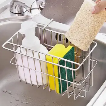 

Kitchen Sink Rack Space-saving Durable Stainless Steel Hanging Basket Dish Drainer Storage Holder With Open Hollow Bottom