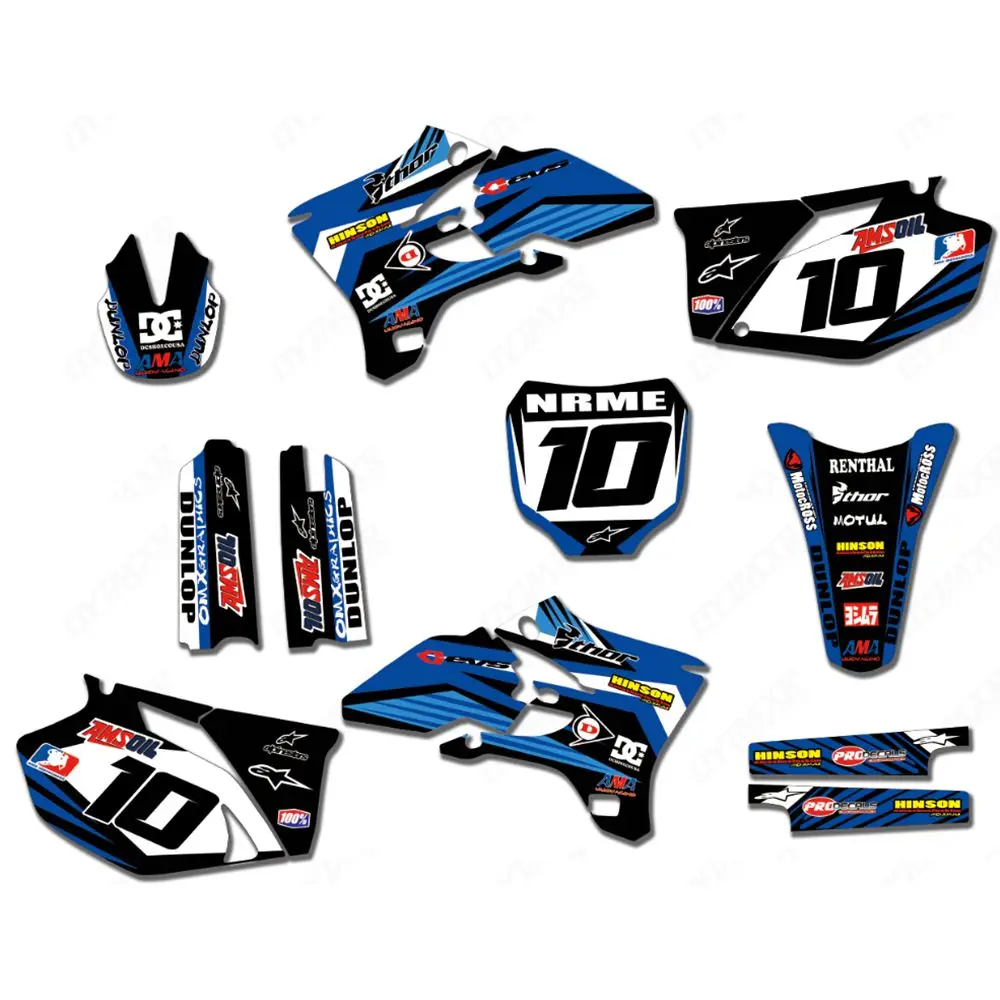 Для YAMAHA YZF250 YZF450 2003-2005 Новые полные графические наклейки на заказ имя номера глянцевые яркие наклейки водонепроницаемые