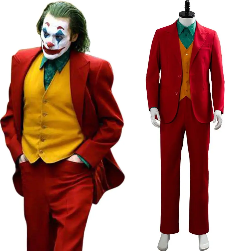 Movie Joker Origin Arthur Fleck Red Suit Outfit Halloween Cosplay Costume 