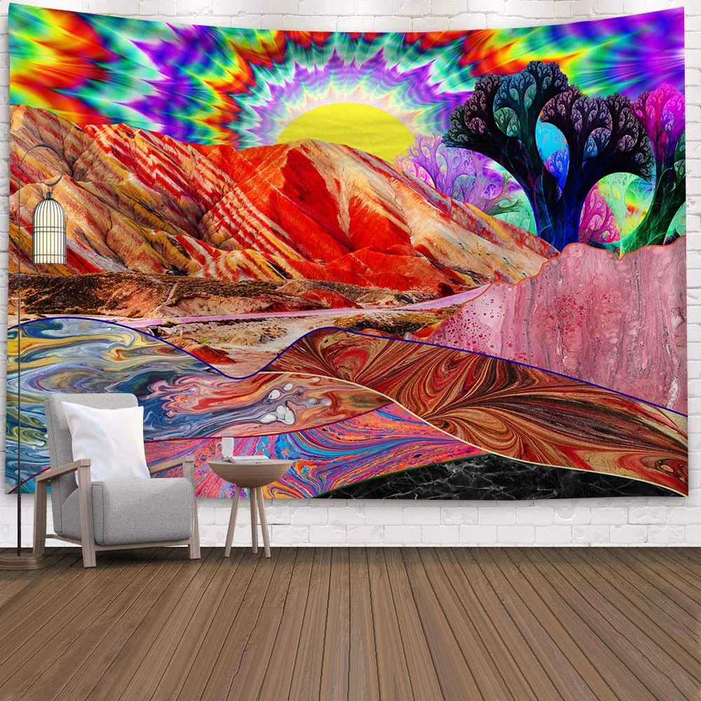 Psychedelic гобелен настенный Декор индийская Мандала хиппи Wandkleed Луна с изображением