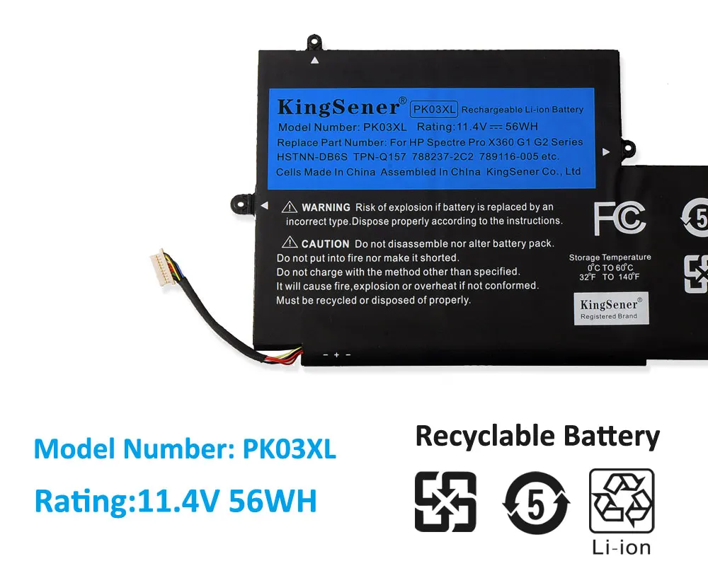 Kingsener-bateria do Portátil para hp Spectre Pro Pk03xl X360 13 g1 Series M2q55pa M4z17pa Hstnn-db6s 6789116005 11.4v 56wh - Imagem 2
