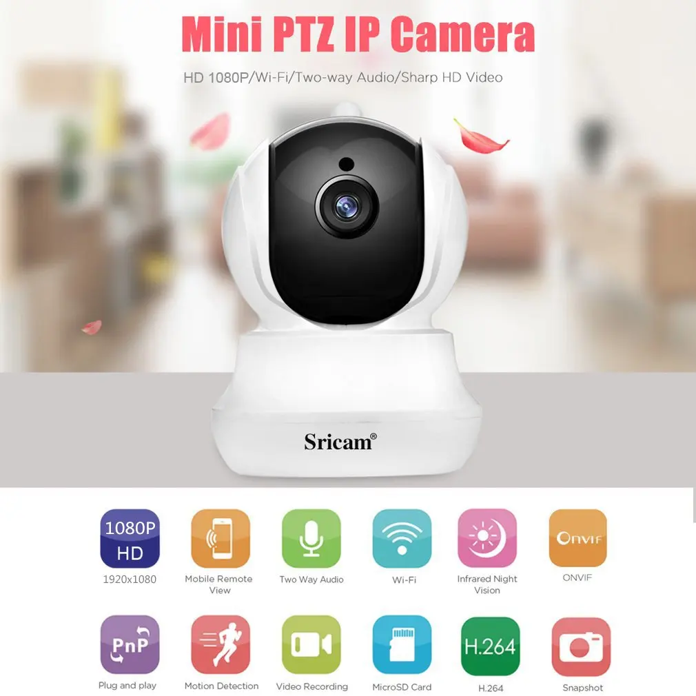 Для Sricam Sp020 1080P Hd Ip Ptz комнатная камера безопасности с фильтром Ir-Cut, Wedcam Wi-Fi Беспроводной Камера домашний монитор видеонаблюдения