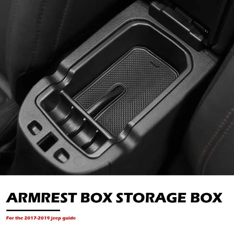 Center Console Armrest Storage Box ABS Silicone Tray Insert Organizer Auto Interior Accessories for Jeep Compass