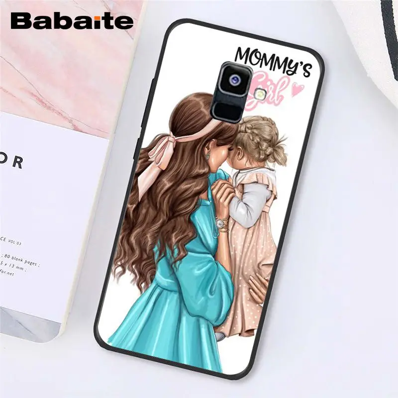 Babaite, модные, черные, коричневые волосы, для мамы, дочки, сына, папы, PhoneCase для samsung A7, A50, A70, A8, A3, A6, A8 Plus, A9