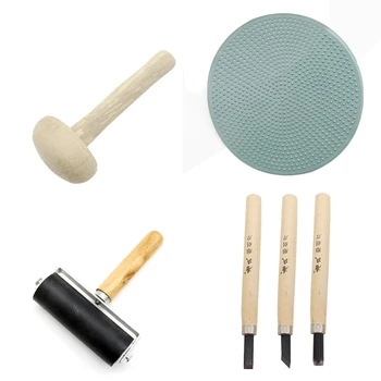 

Block Printing Tool Kit Rubber Stamp Making Kit with Ink Roller for Printmaking