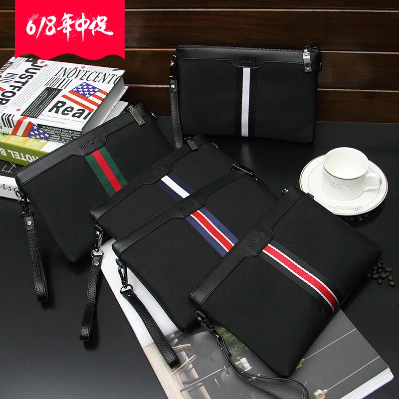 

MEN'S Handbag Oxford Canvas Large Capacity Korean-style Briefcase Multi-functional Clutch Bag Wallet Social Bag