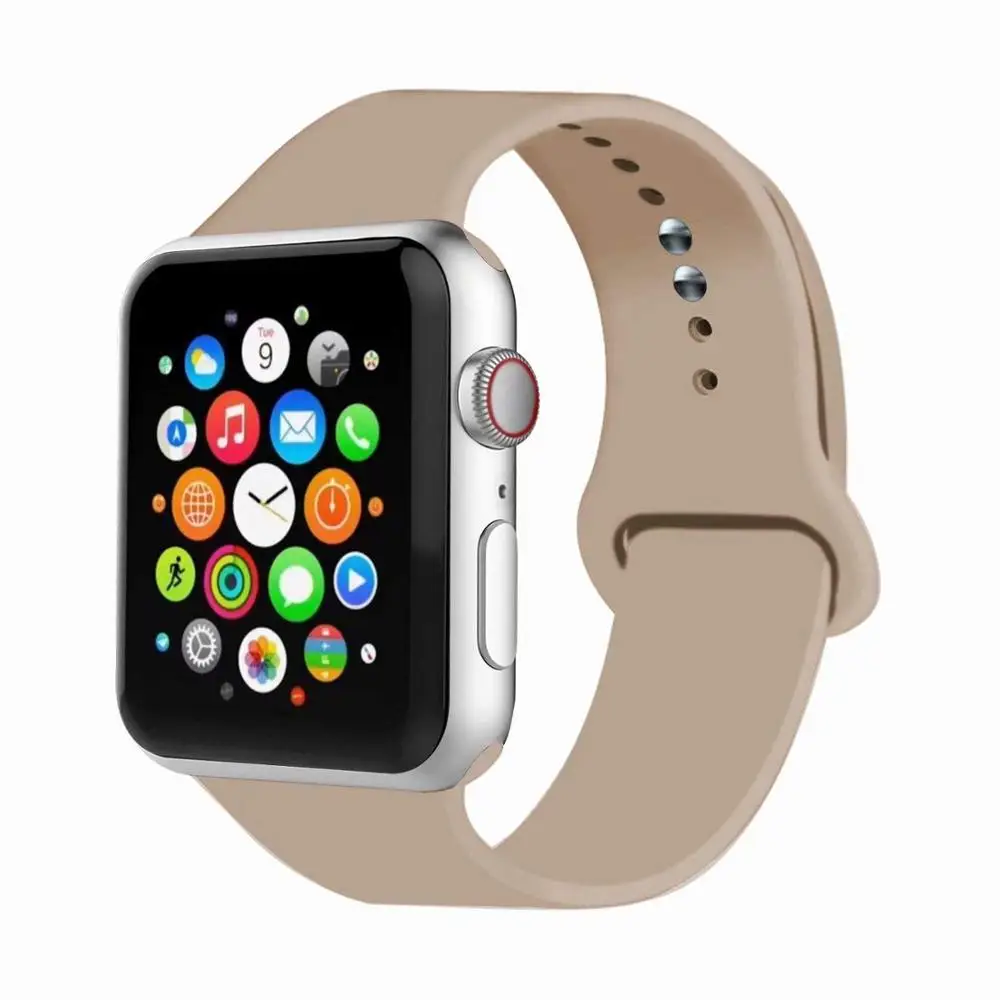 32 Цвета мягкого силикона замена спортивный ремешок для Apple Watch группа 44 мм 40 мм Series4/3/2 /42 мм 1 38 мм наручные браслет ремень - Цвет ремешка: Walnut