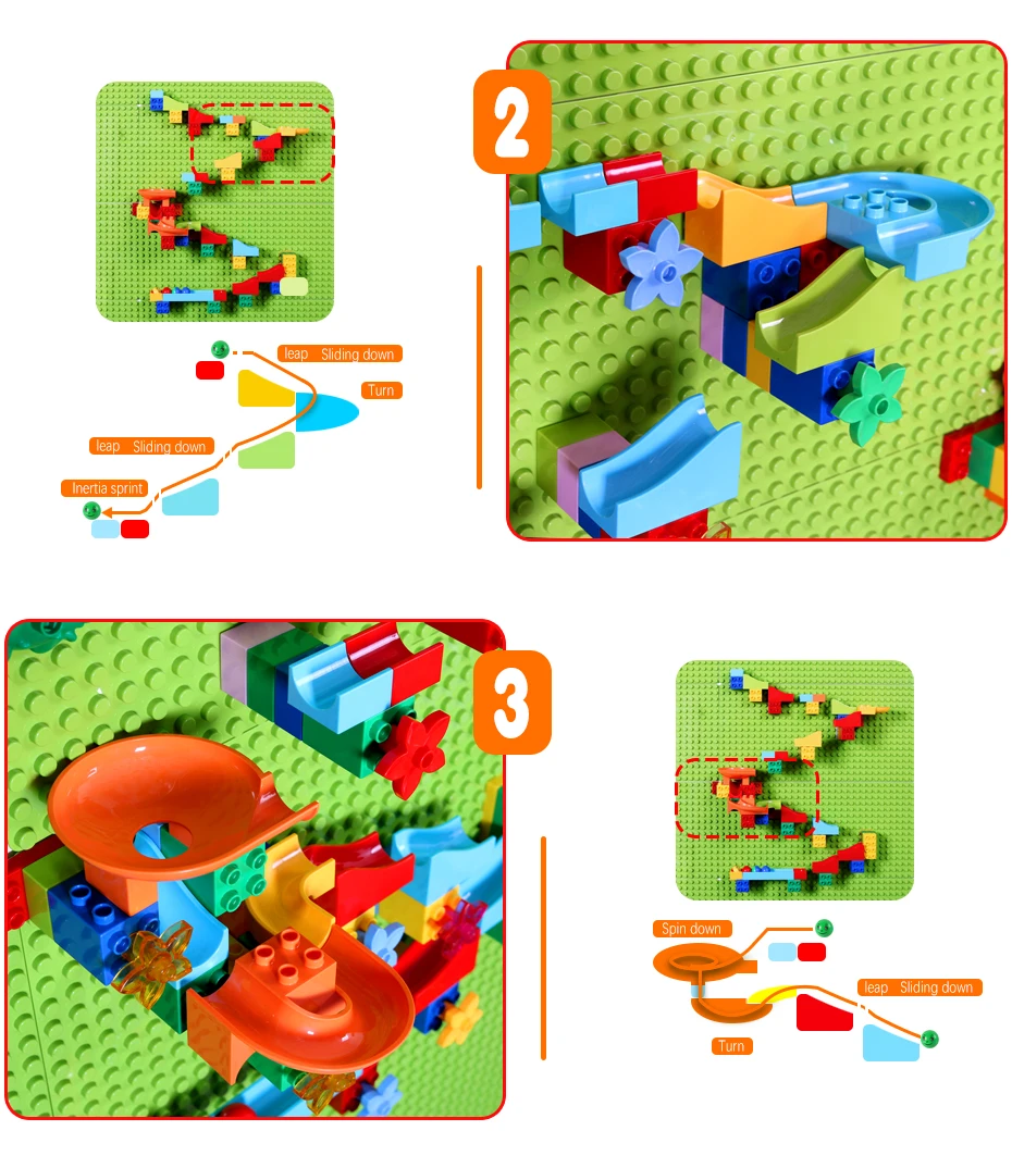 Bloco de Mable Placa de Base Placa de Base da Parede da Cidade Tamanho Grande Corrida Building Block Compatível Legoinglys Duploed Funil Slide da Parede Cidade 77 Pçs - Set 7 Brinquedos e hobbies