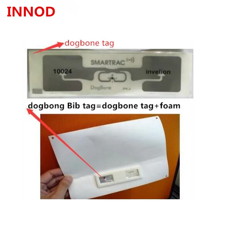 Пассивный 860-960 МГц dogbone tag uhf rfid с чипом impinj monza R6 Высокочувствительный smstrac ярлык |