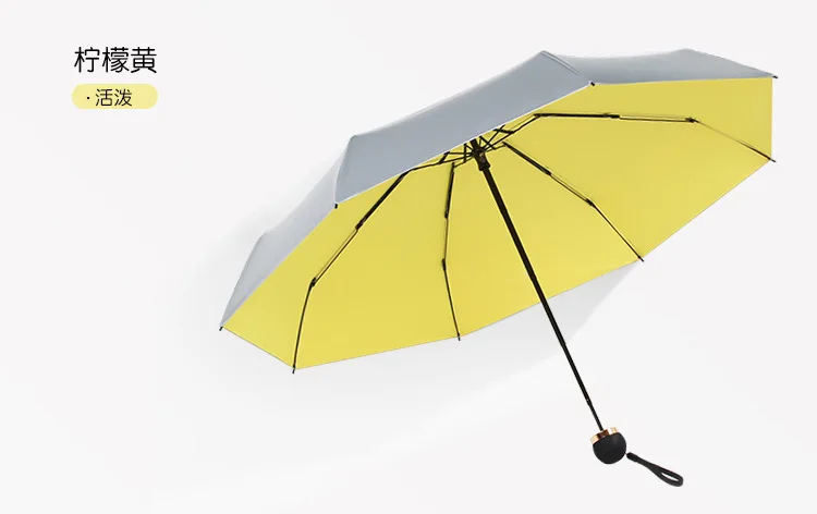 Small Mini Ultra-Light Parasol Rain Or Shine Dual Purpose Sun-resistant UV-Protection Women's Folding College Style Titanium Sil