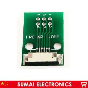 

6 pin 1.0mm pitch FPC/FFC PCB connector socket adapter board,6P flat cable one-sided socket