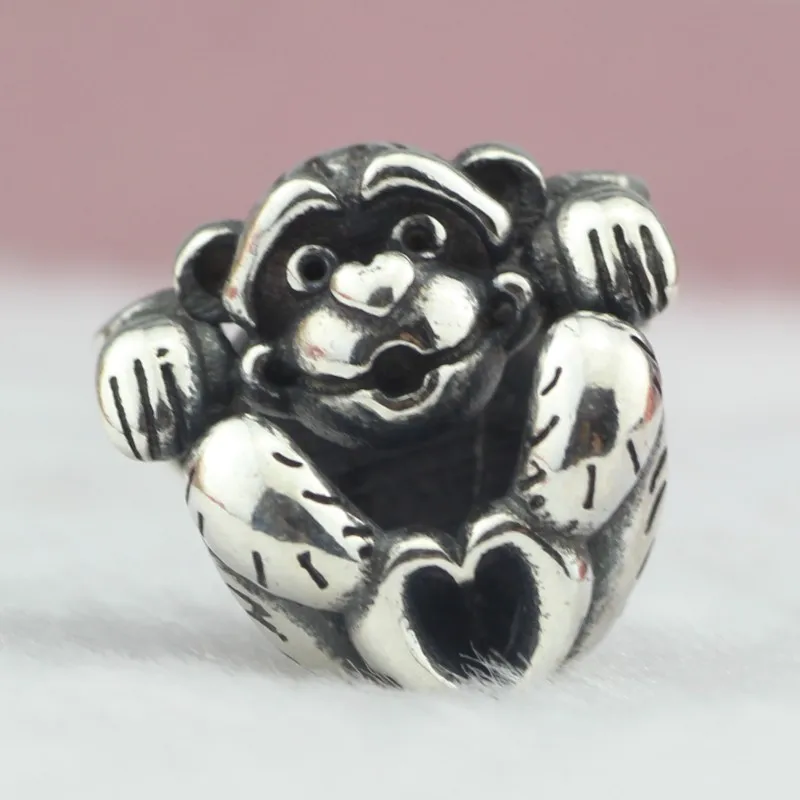 Подлинное 925 пробы серебро орангутанг пижама. .. Любовь... Шарм-Бусина Подходит Для