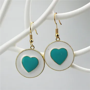 

5pair/lot Fashion white/green enamel earring, exquisite heart pendant,popular exotic women earring jewelry