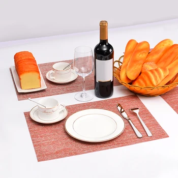 

12*18 in 4 Pcs Placemat fashion pvc dining table mat disc pads bowl pad coasters waterproof table cloth pad slip-resistant pad