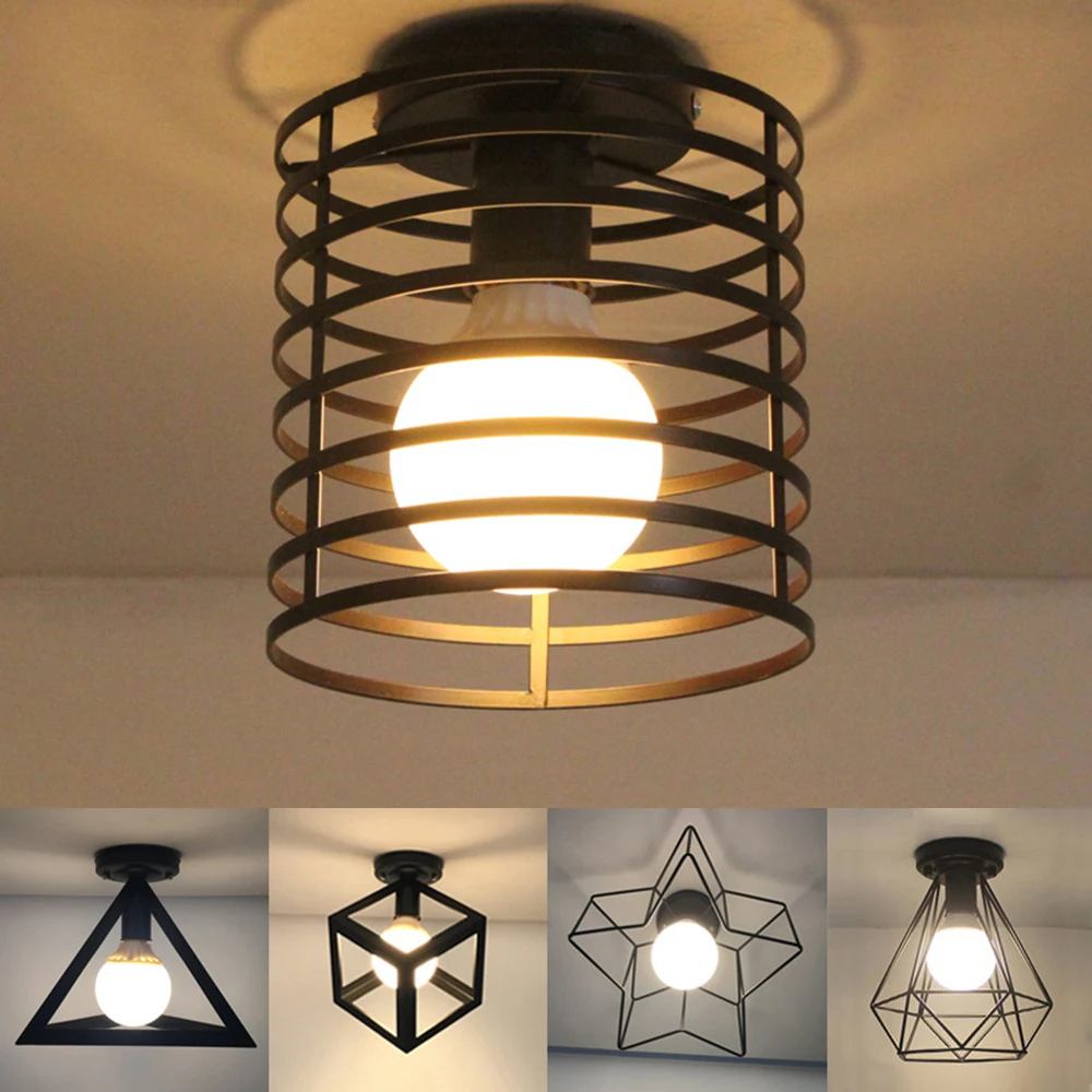 Nordic Retro LED Ceiling Light 85-240V E27 Lamp Holder Black Wrought Iron Ceiling Lamp for kitchen living room balcony porch Nordic Retro LED Ceiling Light 85-240V E27 Lamp Holder Black Wrought Iron Ceiling Lamp for kitchen living room balcony porch