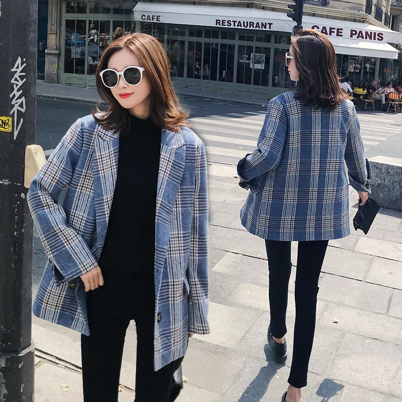

INS Plaid Small Suit Women's Korean-style 2018 Spring And Autumn New Style British-Style Thin Suit Hong Kong Flavor Retro CHIC C