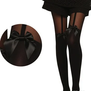 

Popular in Japan Girl Women Sexy velvet Tights fake High Stocking Pantyhose Mock Bow Suspender High Knee Tattoo Tights