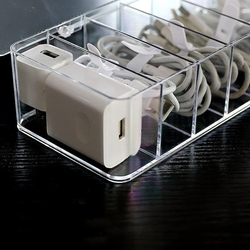 【FUN LIVE】 Cable Storage Plastic Organizer Accessories Box Home Office Desk Accessories Small Things Drawers Classification Products Hidden. 