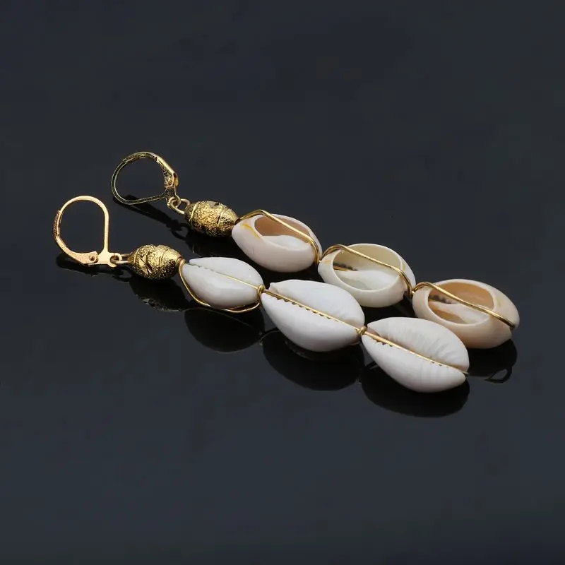 Dangle Earrings Drop Earrings Pendant Earrings Long Earrings Dome Teardrop Earrings Bohemian Natural Cowrie Pendant Drop Earrings Women Beach Jewelry