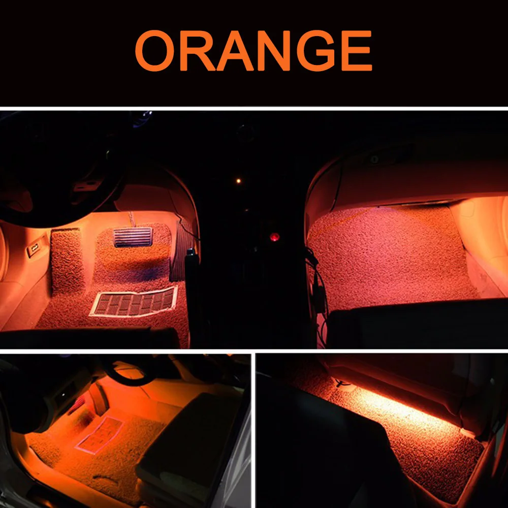 

3 Colors 4 in 1 LED 2 Bar Interior Atmosphere Light Car Auto Romantic Decoration Lamp Kit 12V Cigarette Lighter Plug Car Styling