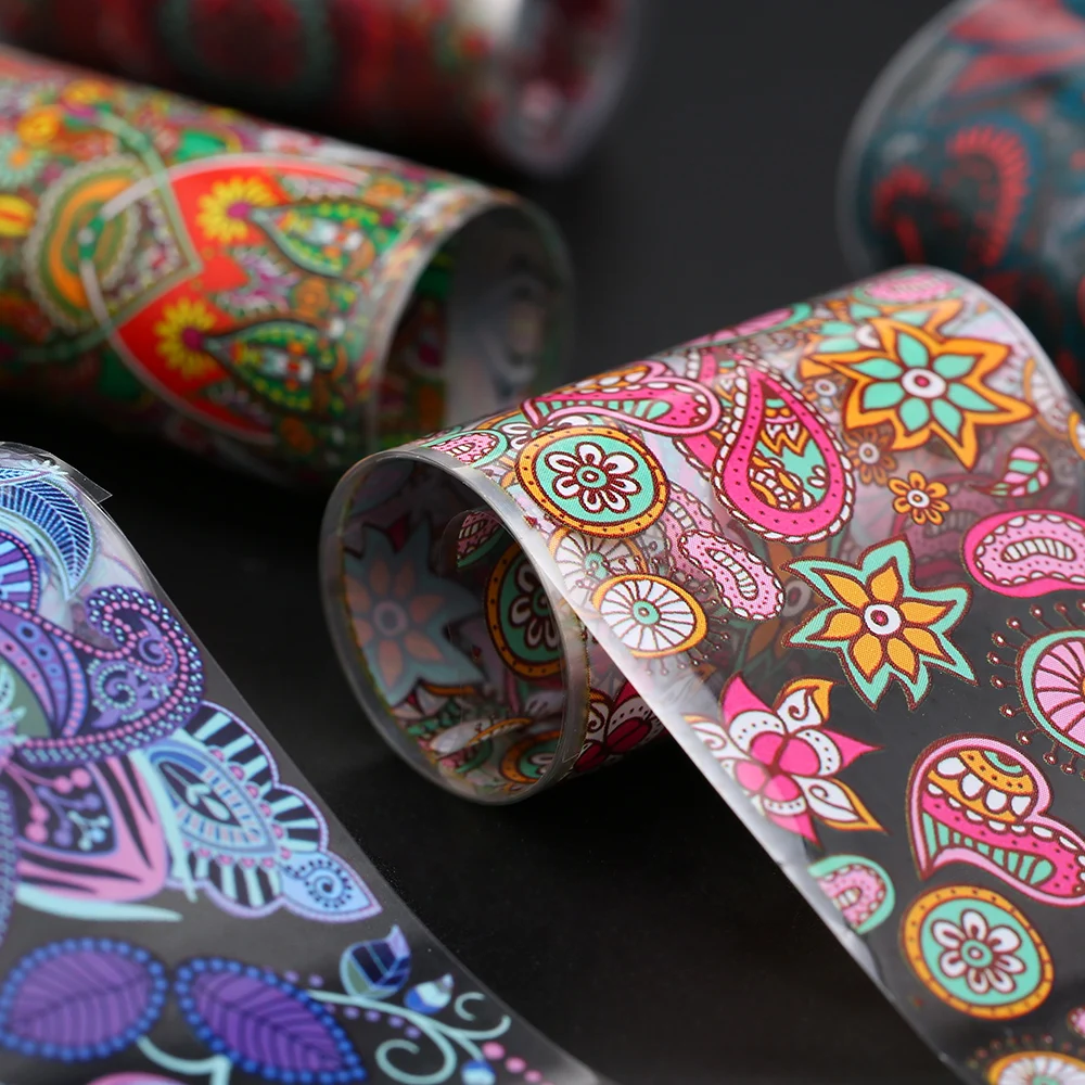 10 Rolls/set Nail Foil Polish Stickers Mix Rose Flower Foil Nails Decal for Nail Art Decoration Manicure Nail Art Accessories