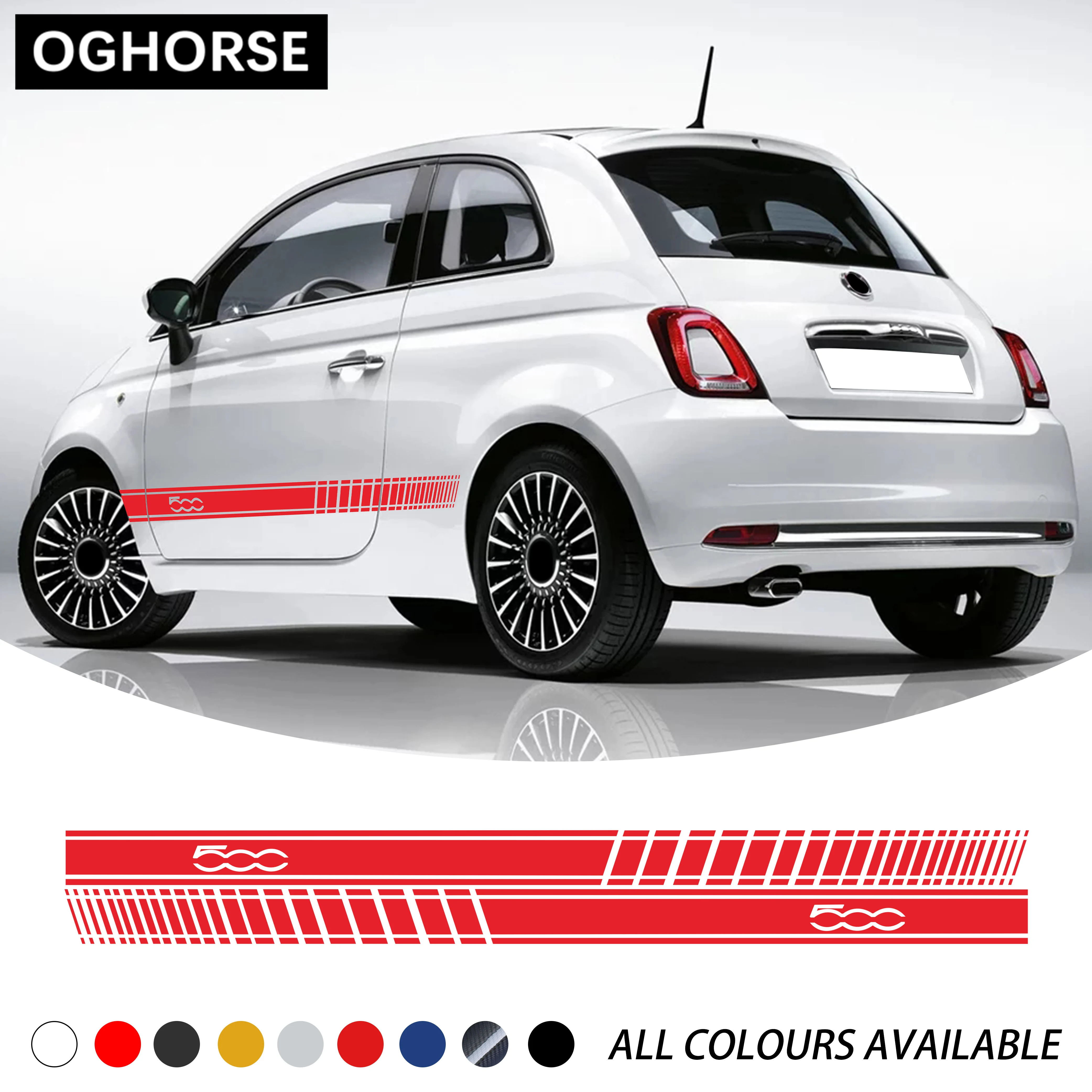 Car Styling Side Skirt Sticker Body Decor Racing Stripe Decal For Fiat 500 Bravo Palio Scorion Panda Doblo Ducato Accessories