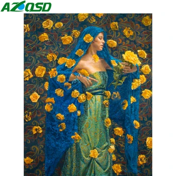 

AZQSD Unframe Painting By Number Canvas Kits Portrait DIY Handpainted Gift Pictures By Numbers Woman Home Decoration