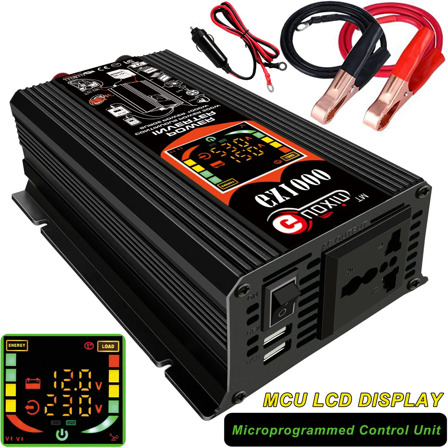 

Real Output Power 500W Inverter 12v 220v Intelligent Lcd Screen Dual USB Power Inverter Modified Sine Wave Inversor 110v 220v