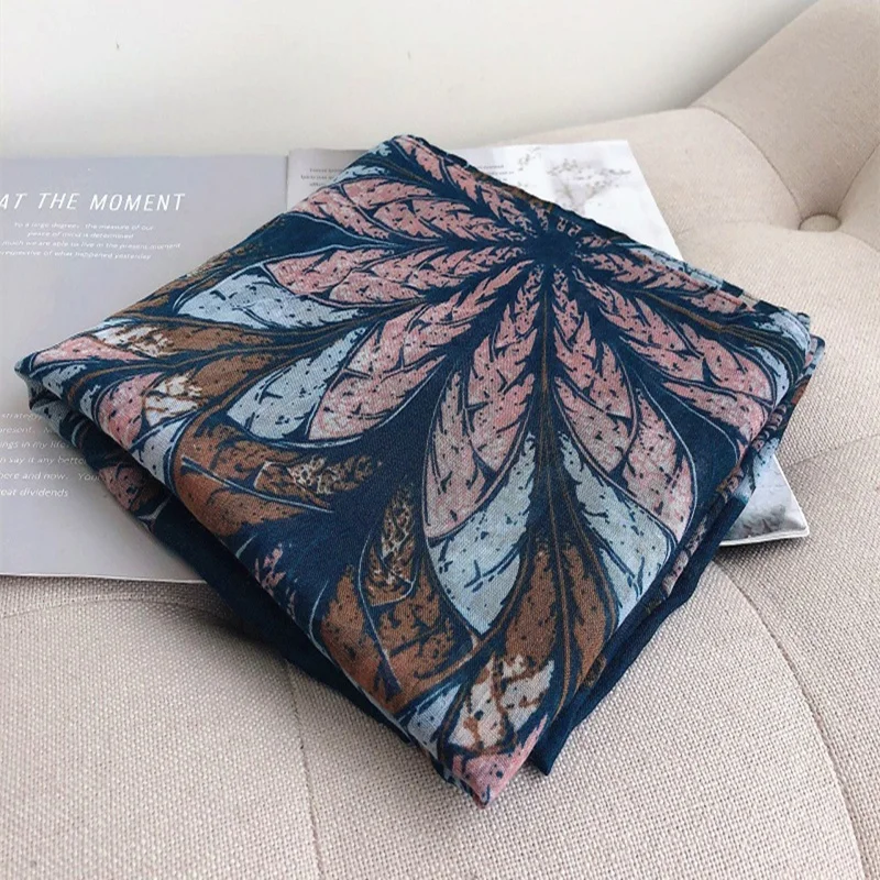 

Fashion vintage leaf pattern hijab scarf popular design soft women scarves and shawls muslim print hijabs
